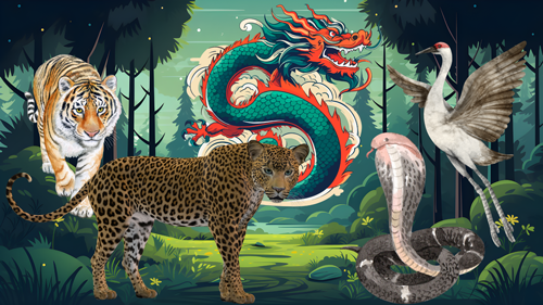 Shaolin 5 Animals: Tiger, Leopard, Dragon, Crane, Snake